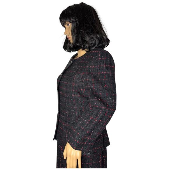 Tahari ASL evening classics boucle tweed sparkly dress suit black & red size 8 - Picture 15 of 16